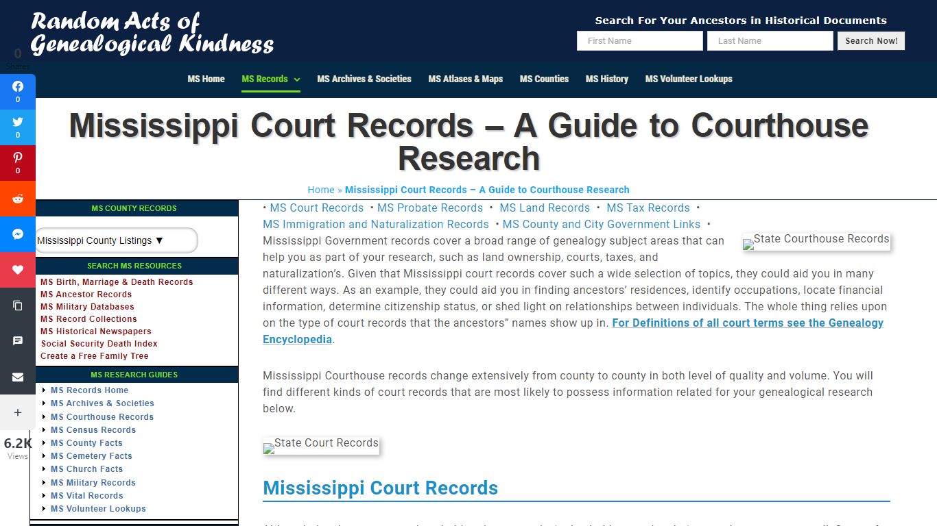 Mississippi Court Records - A Guide to Courthouse Research